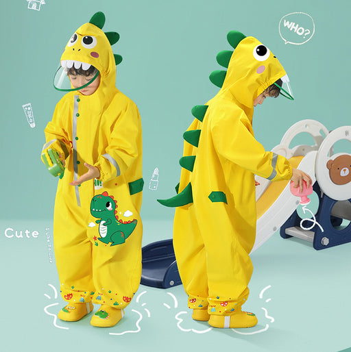 waterproof zipper rain suit for kids, view 3 - MRSLM