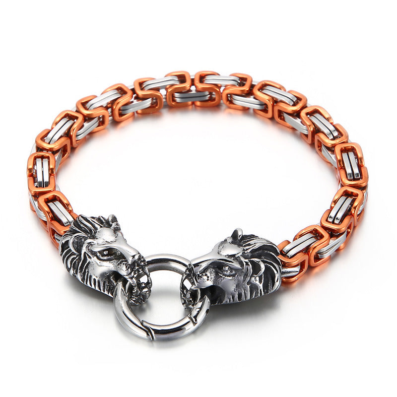 lion head king chain titanium steel bracelet, view 5 - MRSLM