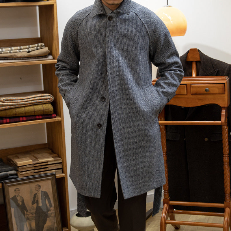 Slim fit mid-length wool coat, view 7 - MRSLM