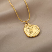 Gold owl pendant necklace, view 5 - MRSLM