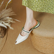 women's leather heel mules, view 7 - MRSLM