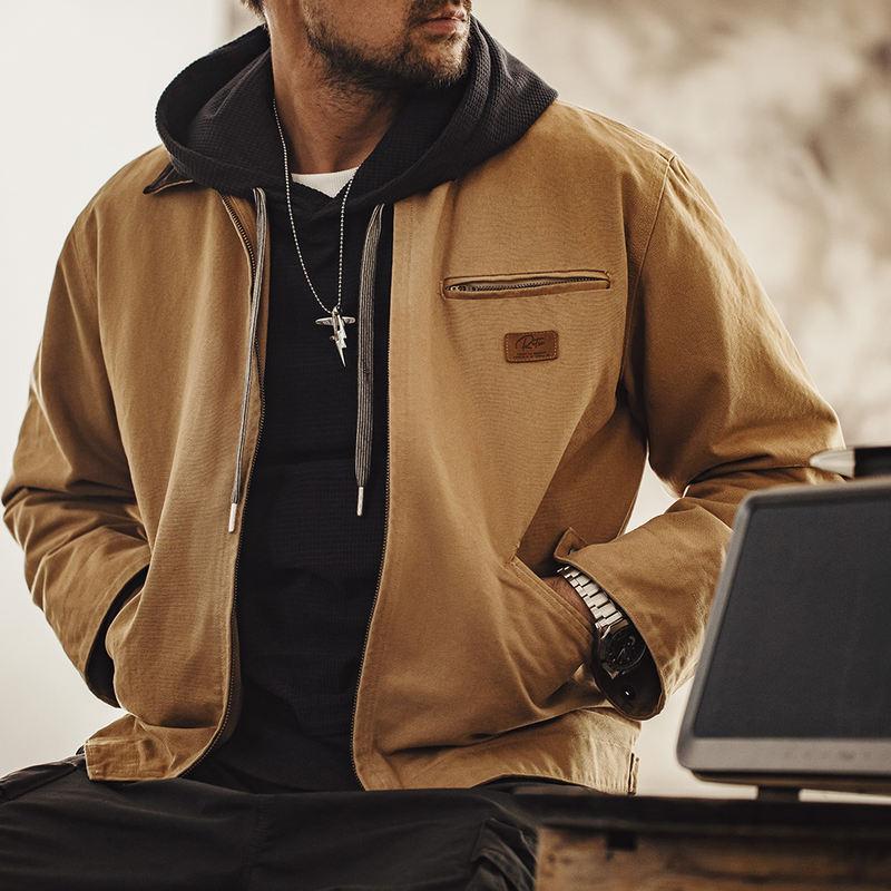 retro canvas men's autumn jacket, view 4 - MRSLM