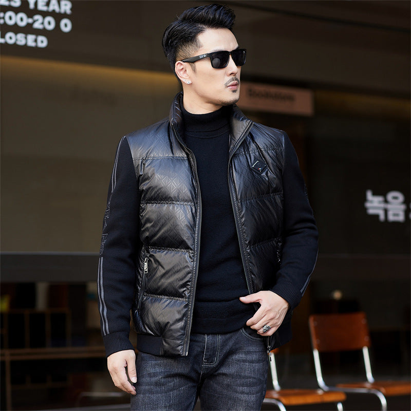 Men's stand collar duck down coat, view 4 - MRSLM