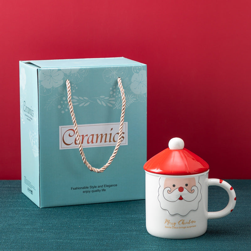 Christmas ceramic mug with lid and spoon, view 12 - MRSLM