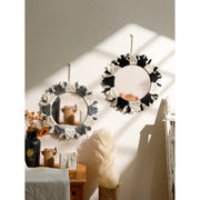 boho macrame round wall mirror, view 4 - MRSLM