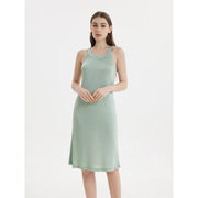 silk blend halterneck midi dress, view 15 - MRSLM