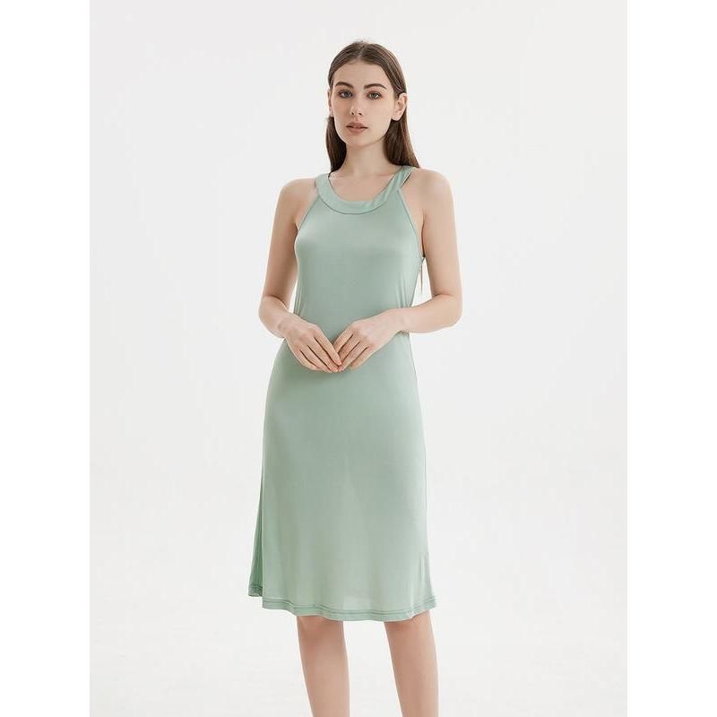 silk blend halterneck midi dress, view 23 - MRSLM