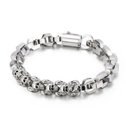 stitching skull titanium steel bracelet, view 2 - MRSLM