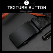 men's black PU leather belt automatic buckle, view 5 - MRSLM
