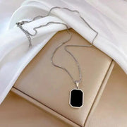 geometric square pendant necklace, view 3 - MRSLM