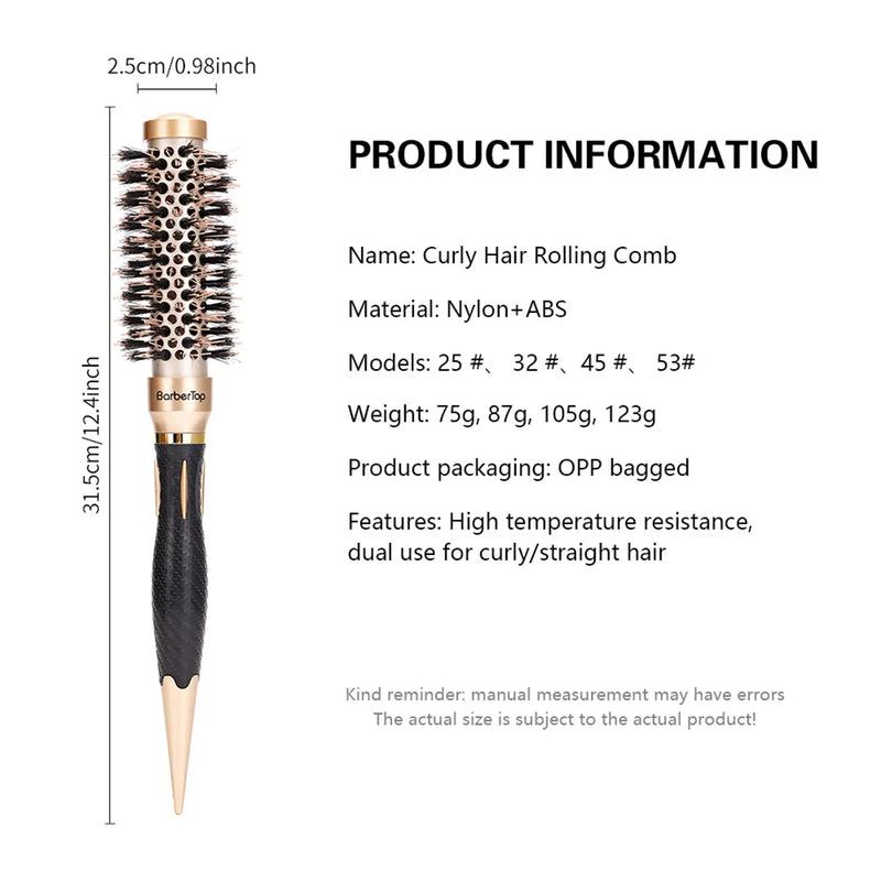 boar bristle round barrel hair brush, view 9 - MRSLM
