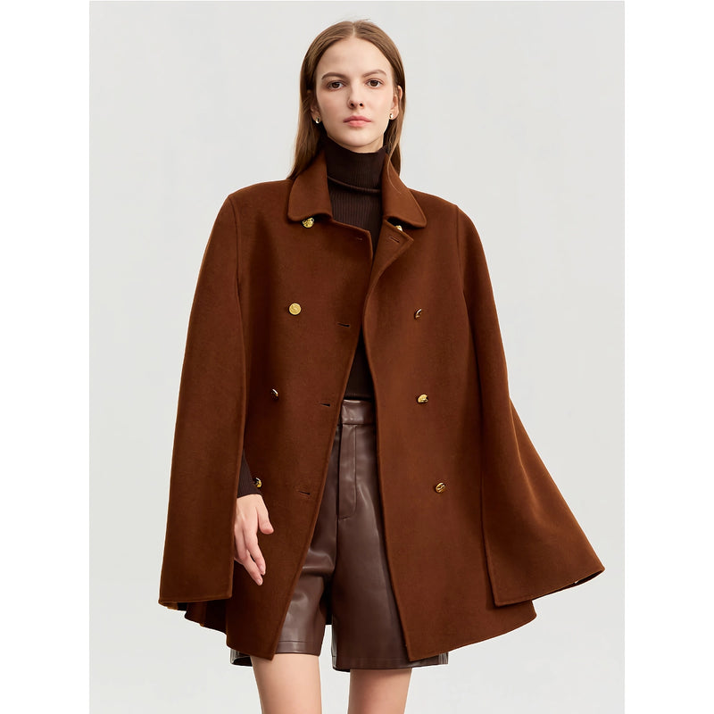 vintage wool cashmere cape coat, view 2 - MRSLM