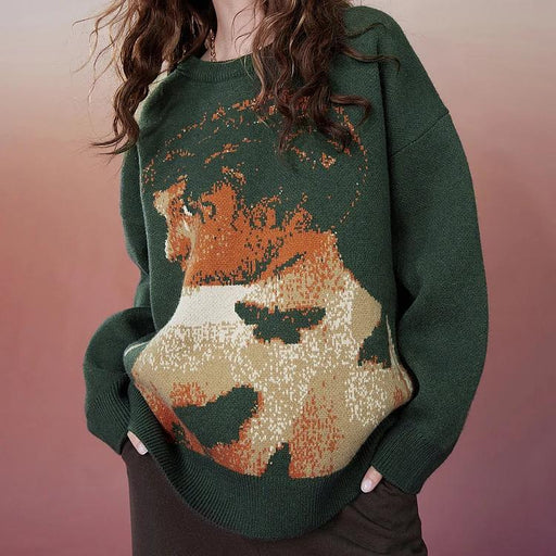 retro cartoon pullover sweater, view 2 - MRSLM