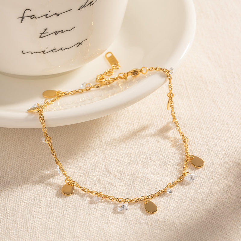 crystal water drop tassel anklet, view 5 - MRSLM