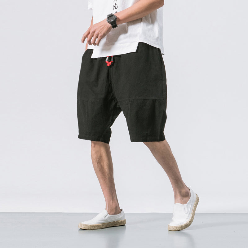 men's loose cropped pants hemp blend, view 4 - MRSLM