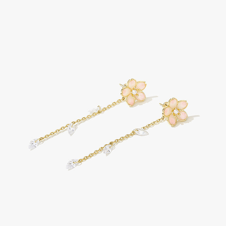cherry blossom tassel earrings, view 2 - MRSLM