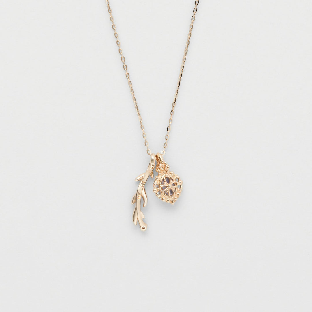 Female Natural Cordierite Elongated Stone Necklace