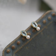 natural topaz pearl stud earrings, view 4 - MRSLM