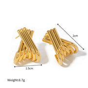 gold plated X-shaped earrings, view 2 - MRSLM