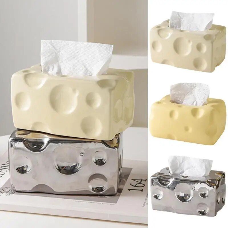 cheese-shaped ceramic tissue box, view 6 - MRSLM