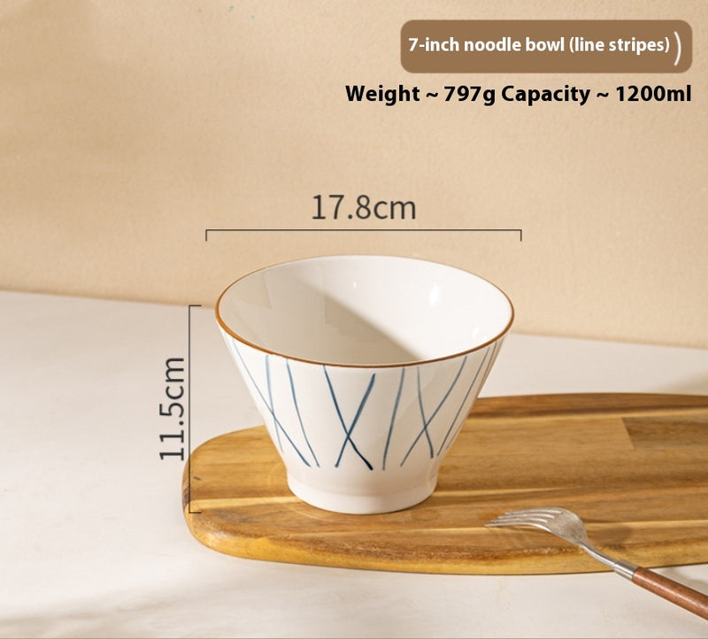 underglaze ceramic noodle bowl, view 6 - MRSLM