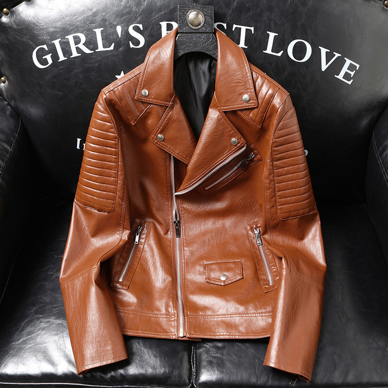 Men's biker PU leather jacket, view 4 - MRSLM