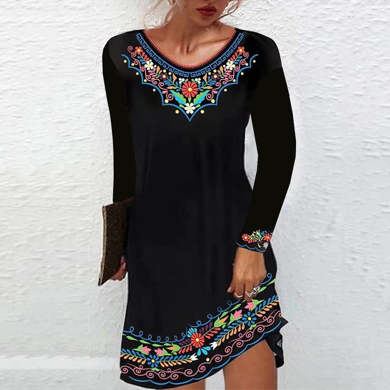 autumn and winter printed dress for women - MRSLM