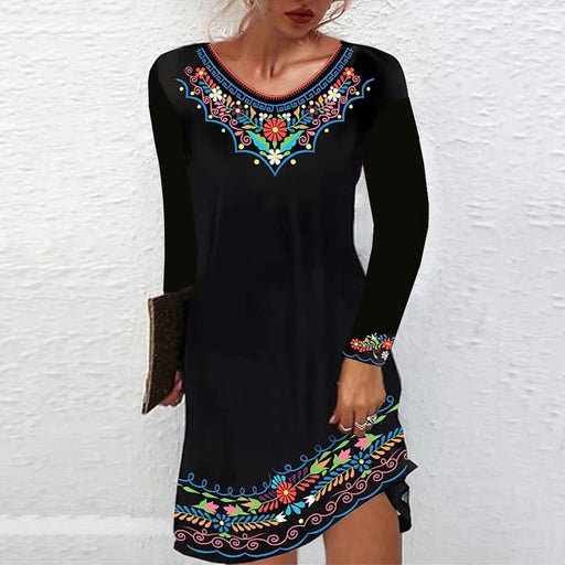 autumn and winter printed dress for women - MRSLM