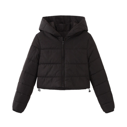 Women's zipper hooded short winter coat, view 11 - MRSLM