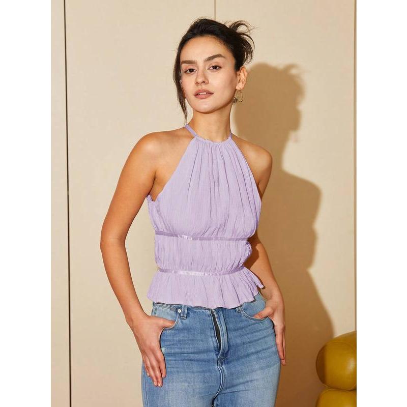 ruffle hem halter top, view 7 - MRSLM