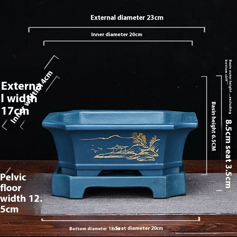 rectangular ceramic flower pot, view 5 - MRSLM