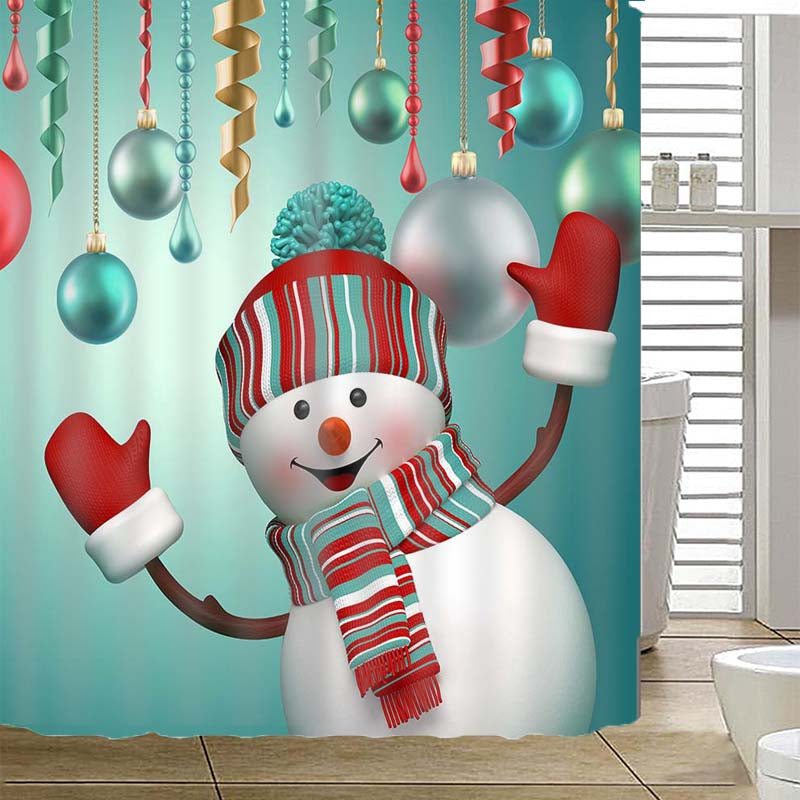Christmas Snowman Waterproof Shower Curtain