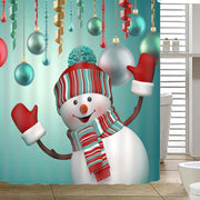 Christmas snowman waterproof shower curtain, view 2 - MRSLM