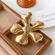 gold floral metal hair claw, view 3 - MRSLM