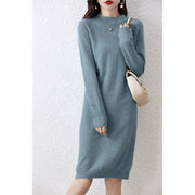 half-high collar woolen dress, view 2 - MRSLM