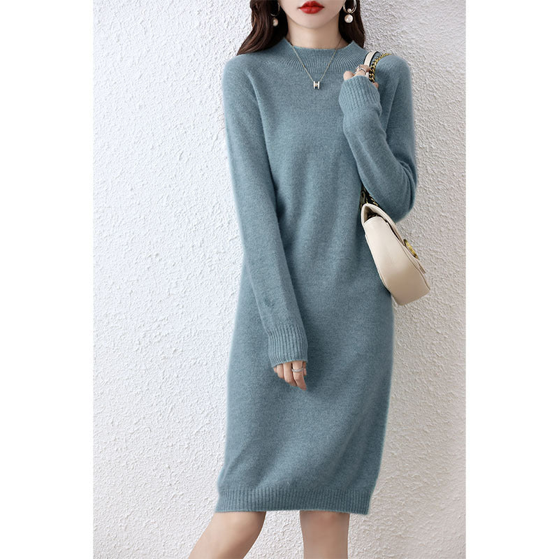 half-high collar woolen dress, view 2 - MRSLM