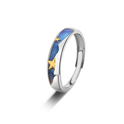 blue starry sky couple silver ring, view 3 - MRSLM