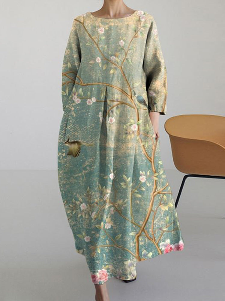 Round neck plus size long dress, view 4 - MRSLM