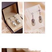 Vintage pearl drop earrings, view 3 - MRSLM