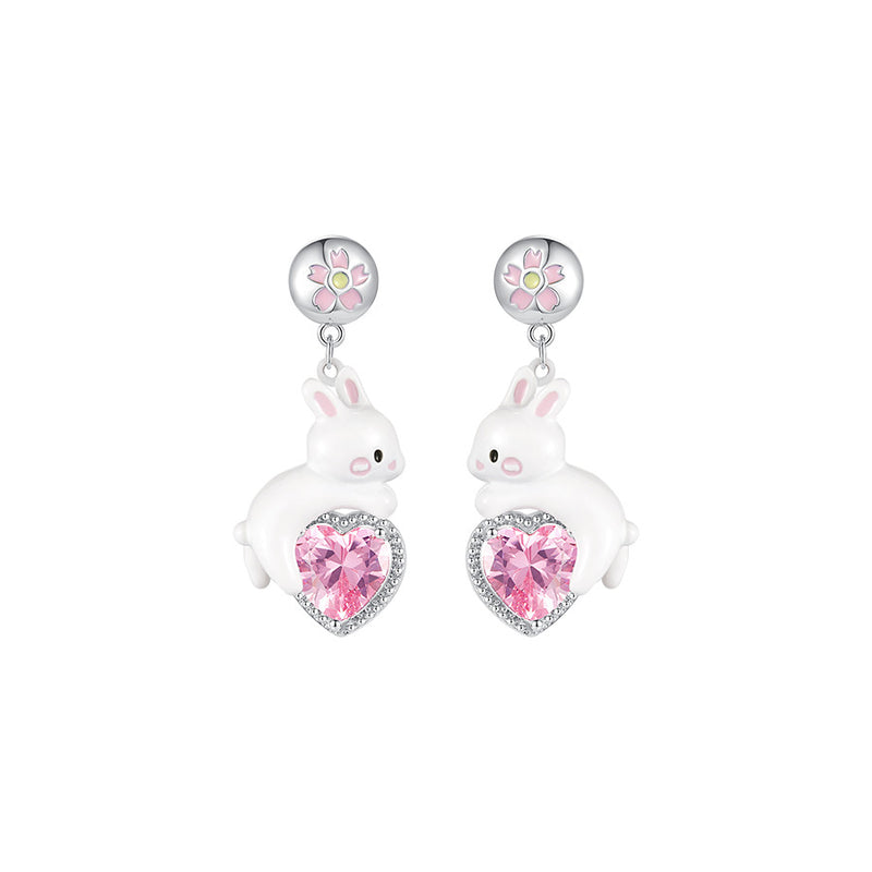 heart rabbit earrings, view 2 - MRSLM