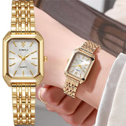 square watch with gold alloy strap - MRSLM