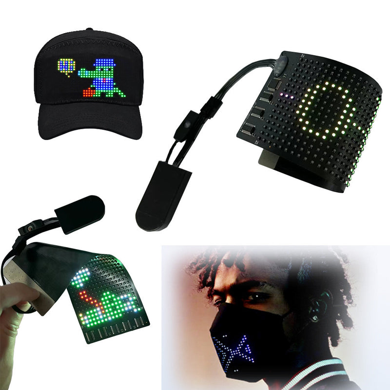 Bluetooth flexible LED screen hat, view 5 - MRSLM