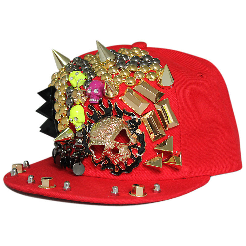 Flame skull flat brim rivet cap, view 3 - MRSLM