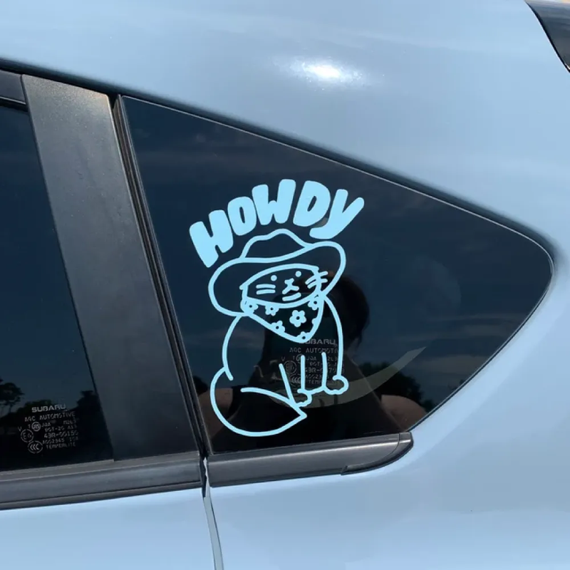 howdy cat cartoon vinyl decal, view 7 - MRSLM