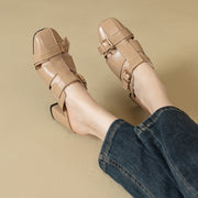 Embroidered leather high heel slippers, view 28 - MRSLM