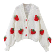 Women's strawberry knit cardigan, view 5 - MRSLM