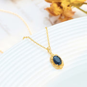 retro silver black agate necklace, view 3 - MRSLM