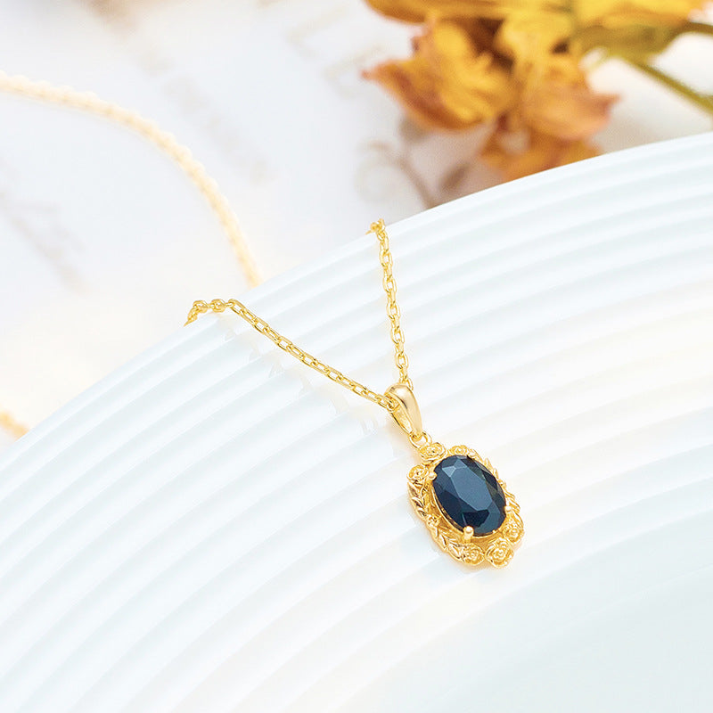 retro silver black agate necklace, view 3 - MRSLM