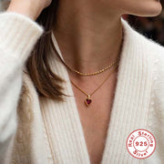 S925 silver topaz heart pendant necklace, view 6 - MRSLM