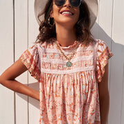 women's all-match round neck loose printed top, view 9 - MRSLM